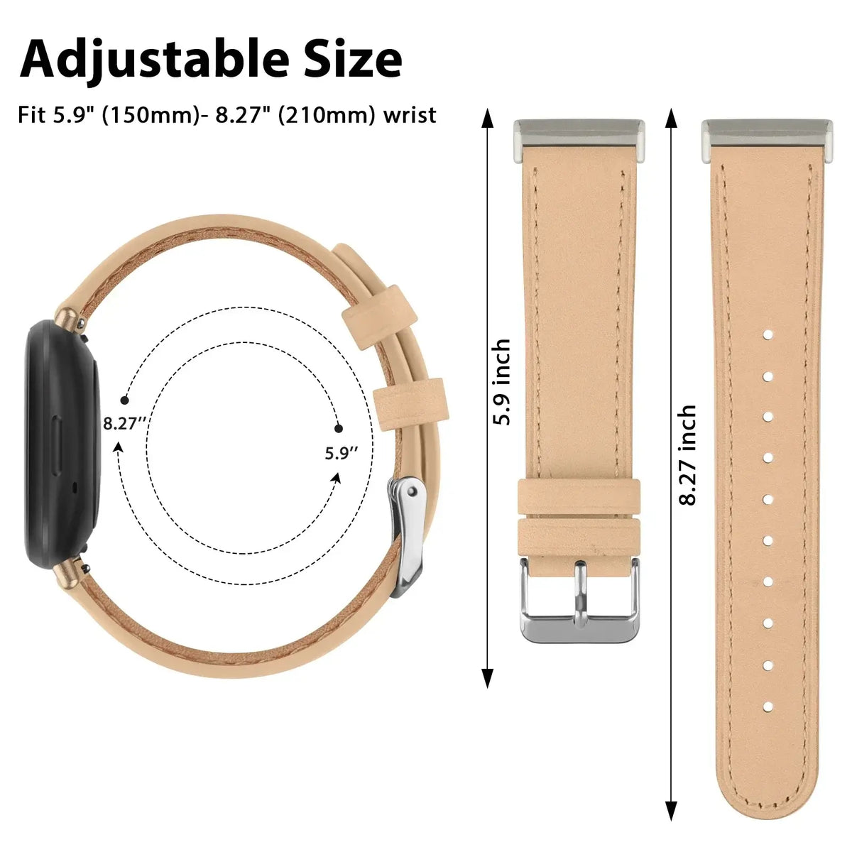 Leather Smartwatch Band Adjustable Sports Watch Bracelet Replacement Wristband for Women and Men Activity Tracker | Sansoti