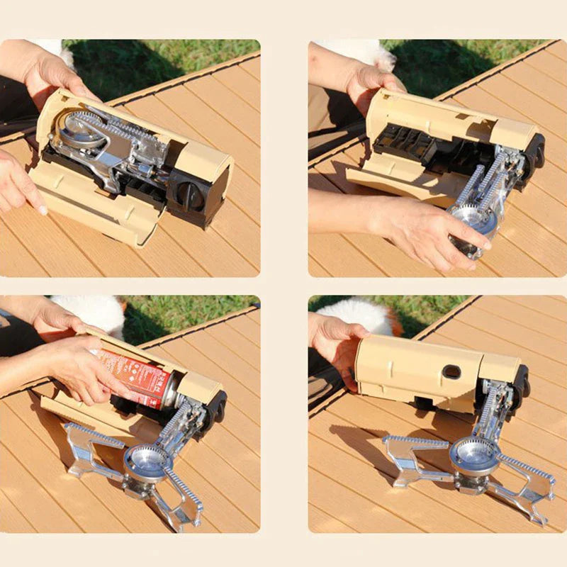 Portable Camping Stove for Warm Meals on the Go – Compact and Foldable Cooking Set – Ideal for Camping Hiking Picnic – Aluminum Butane Propane Camping Cooker | Sansoti