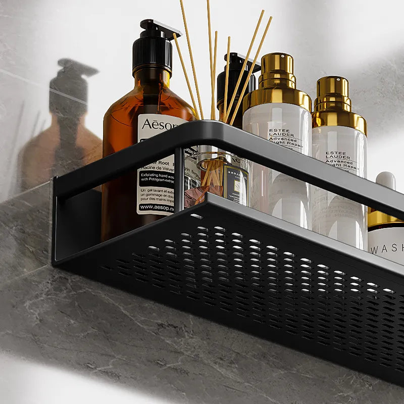 Doucherek Aluminium Zwart 30 50 60cm Wandrek Badkamer Douche Opbergplank Shampoo Rek Ruimtebesparend | Sansoti