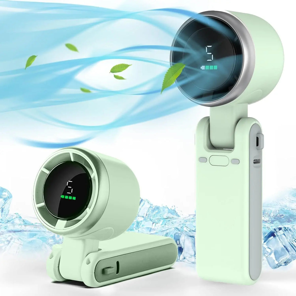 Portable Handheld Turbo Fan 5 Speeds Foldable Compact Travel Fan Rechargeable Battery USB | Sansoti