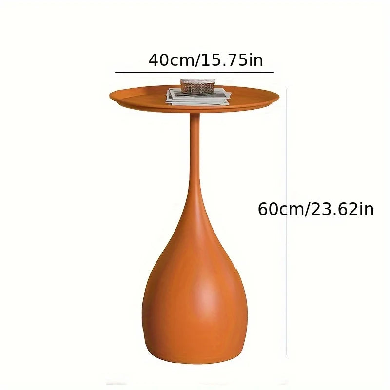 Round 40cm Side Table on Wheels, Metal Scandinavian Design, Sofa Table, Bedside Table for Living Room and Bedroom | Sansoti