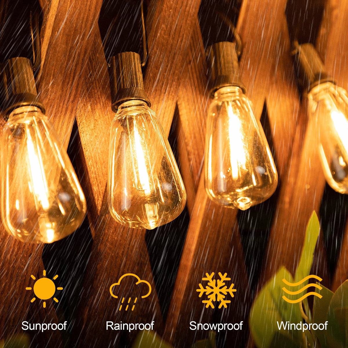 Outdoor Mood Light String Weatherproof Cord with Unbreakable Bulbs Garden Lighting Terrace Lighting IP44 Waterproof 10 Meters Warm White Party Lighting Mood Lighting | Sansoti