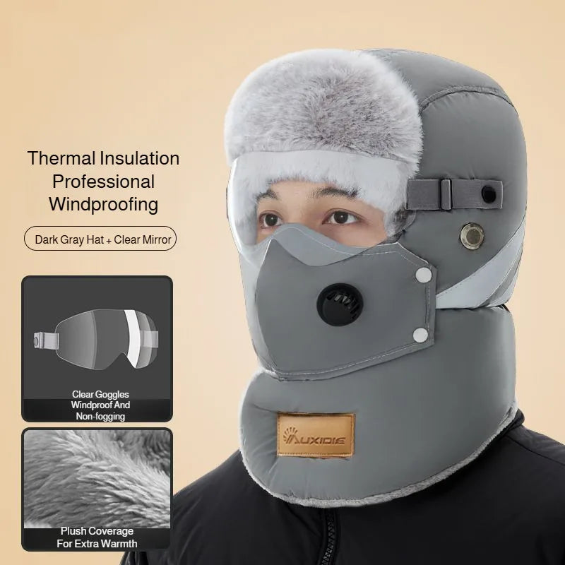 Thermal Winter Hat with Wind Protection and Detachable Face Mask, Unisex, for Outdoor Walking and Skiing in Winter | Sansoti