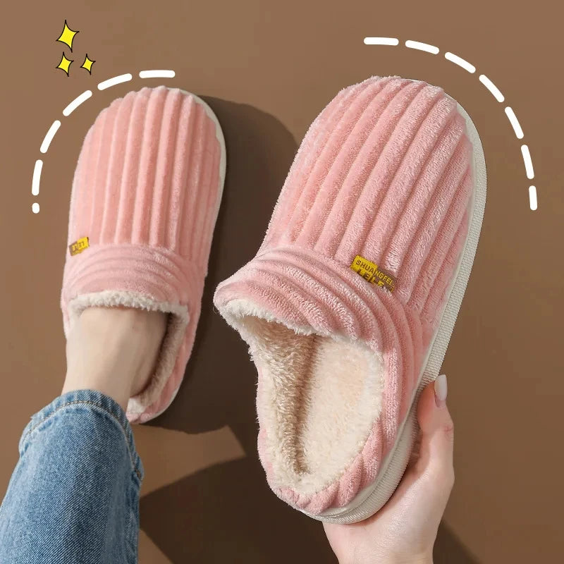 Plüschpantoffeln Unisex Winterschlappen Weiche Sohle für drinnen Warme Pantoffeln Rutschfest Herbst Winter Komfort | Sansoti