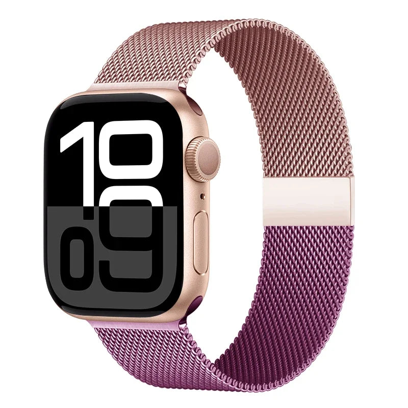 Mediolański pasek do zegarka z siatki ze stali nierdzewnej, regulowany, z magnetycznym zapięciem, do smartwatcha 38–49 mm, akcesorium na nadgarstek | Sansoti