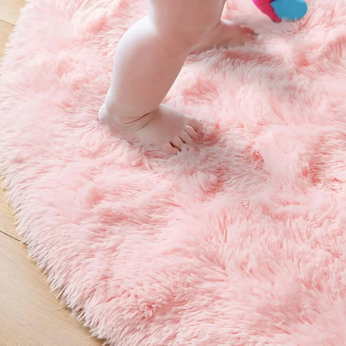 Runder hochfloriger Plüschteppich mit 45-mm-Faser, weicher Teppich für Wohnzimmer, Schlafzimmer und Kinderzimmer, dekorativ und flauschig | Sansoti