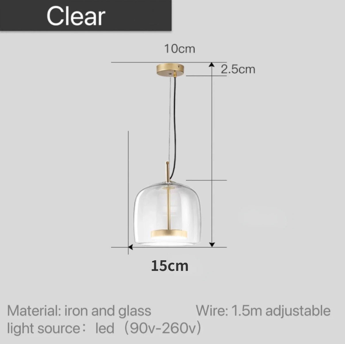 Scandinavische Glazen Hanglamp – Warm Sfeerlicht met Amber, Helder of Grijs Glas – Ø 15, 25 of 35 cm – Moderne Verlichting voor Keuken, Eetkamer en Woonkamer | Sansoti