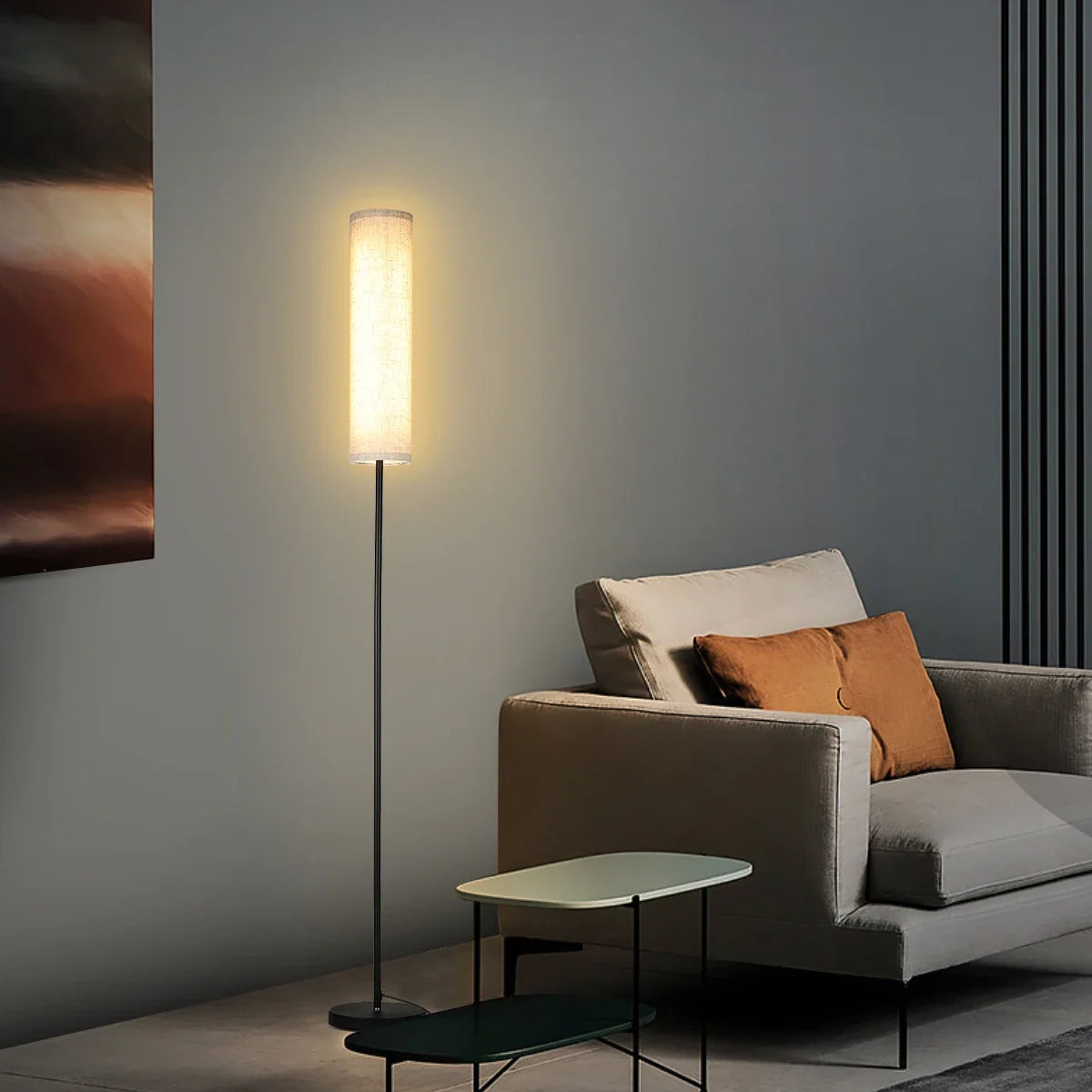 170 cm Dimmable LED Floor Lamp with Remote Control Scandinavian Wood and Metal Warm to Cool White | Sansoti