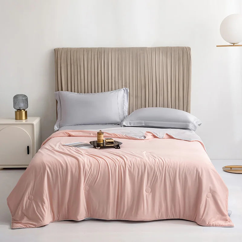 Cooling Blanket Ice Silk Double-sided 150x200cm 200x230cm Summer Cooling Blanket Lightweight Breathable Bedroom Temperature Regulating Quilt | Sansoti