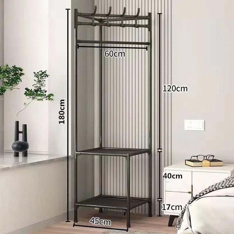 Metall-Eckgarderobe 180cm Hängesystem Modernes Design Flur Schlafzimmer Aufbewahrungssystem Garderobenständer Wand-Kleiderständer | Sansoti