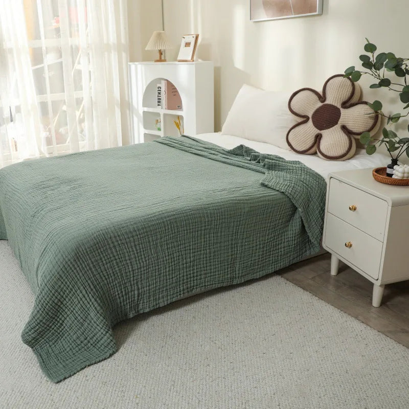 Plaid en mousseline 6 épaisseurs 100 % coton Doux Respirant Léger pour chambre à coucher canapé sofa voyage | Sansoti