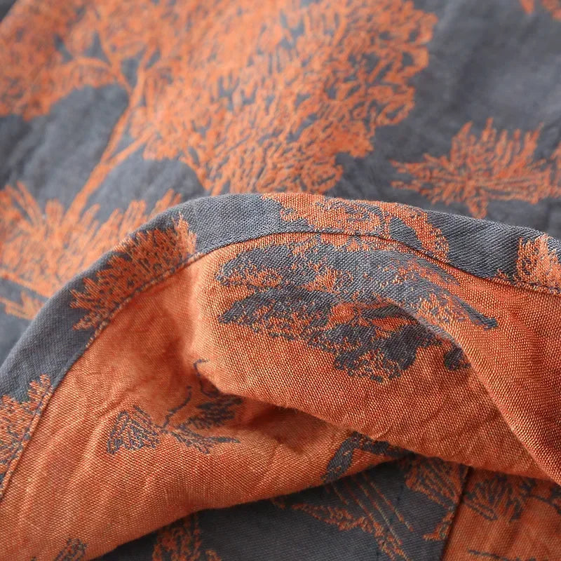Cotton Kimono Robe for Men, Long Lightweight V-Neck Printed Cotton Loungewear Housecoat | Sansoti