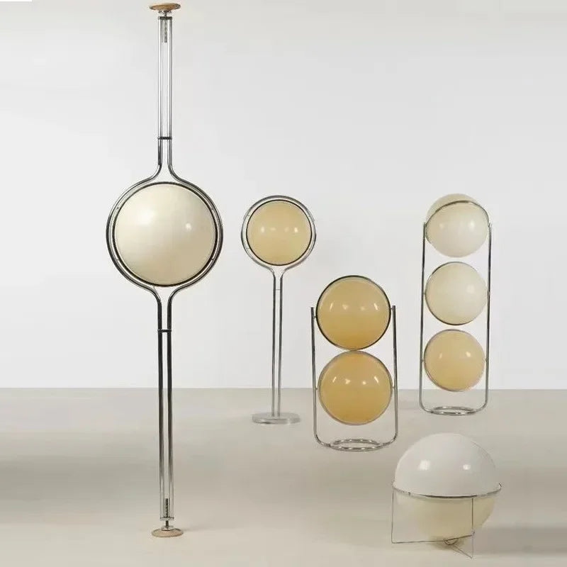 Floor Lamp Globe White Acrylic Chrome Metal Art Deco Design E27 LED | Sansoti