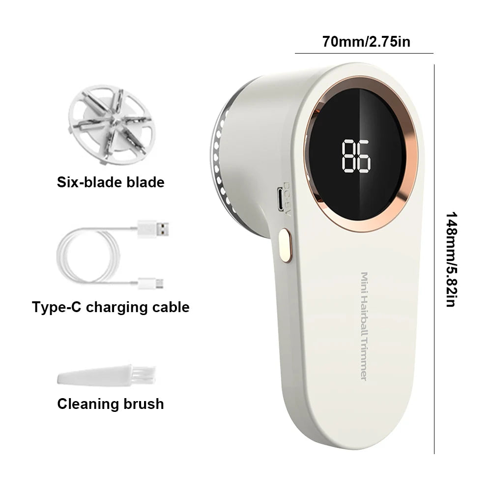 Electric Lint Remover USB Rechargeable Digital Display 14.8cm ABS Sweater Clothing Pilling Remover Fabric Shaver | Sansoti