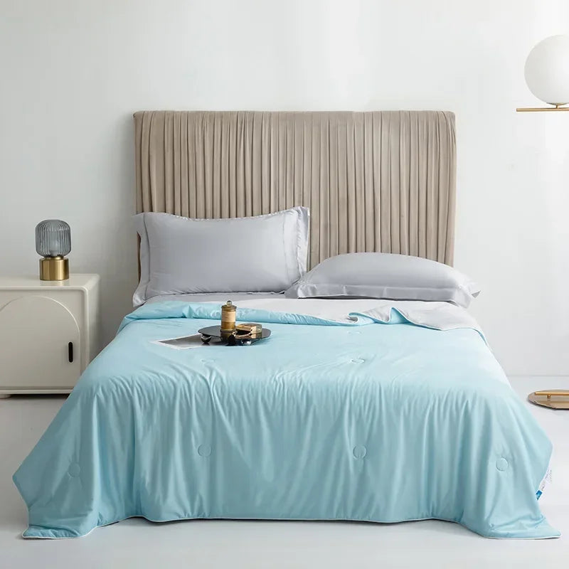 Cooling Blanket Ice Silk Double-sided 150x200cm 200x230cm Summer Cooling Blanket Lightweight Breathable Bedroom Temperature Regulating Quilt | Sansoti
