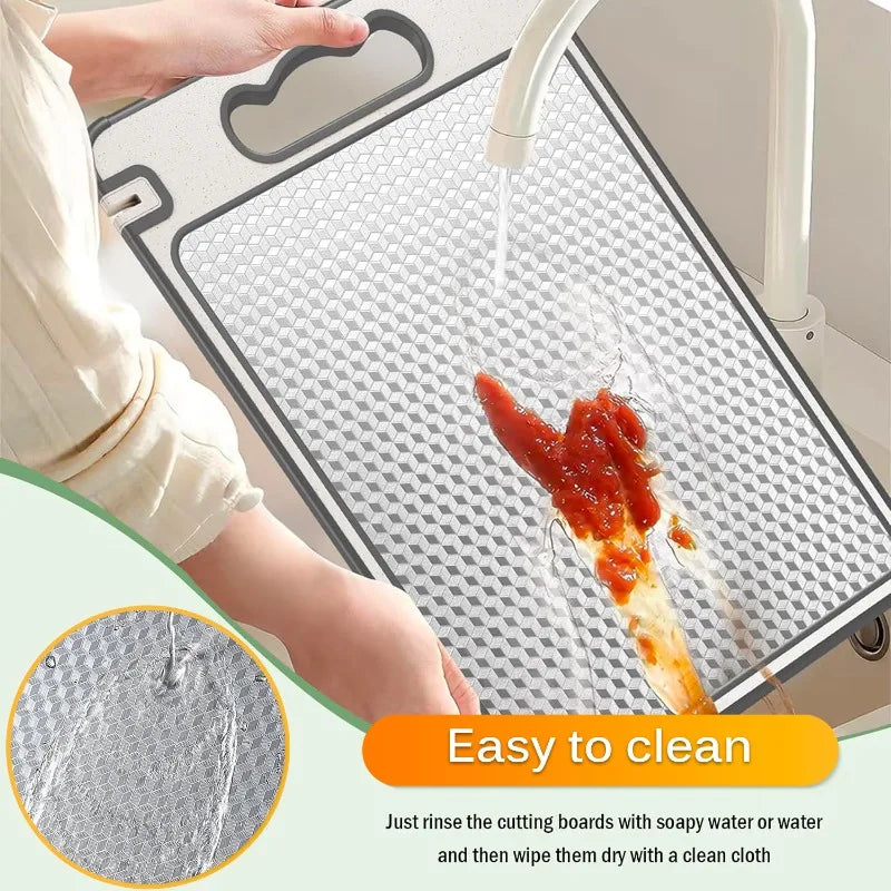 Dubbelzijdige Snijplank RVS 304 Antislip Diamantpatroon Keukenaccessoire voor Groente Vlees Fruit Brood | Sansoti