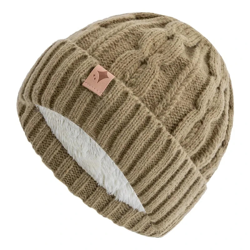 Gestrickte Wintermütze Unisex weiche Acryl-Beanie mit Sternmuster warme Kopfbedeckung 56-60cm Casual Outdoor | Sansoti