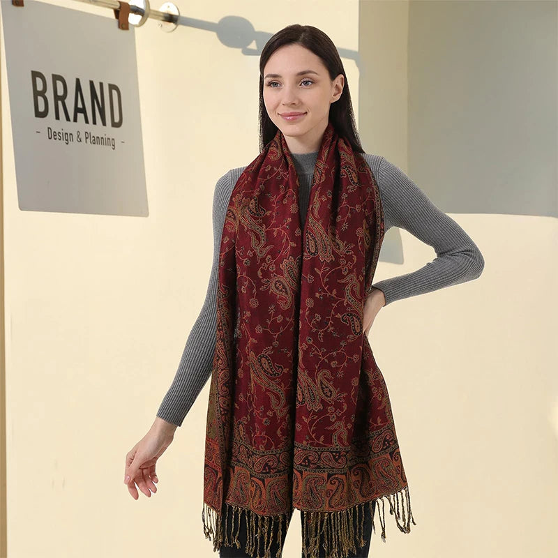 Pashmina Omslagdoek Kasjmier-look Dames 70x190cm Zachte Wintersjaal Vier Seizoenen Warm Foulard Elegante Sjaal | Sansoti