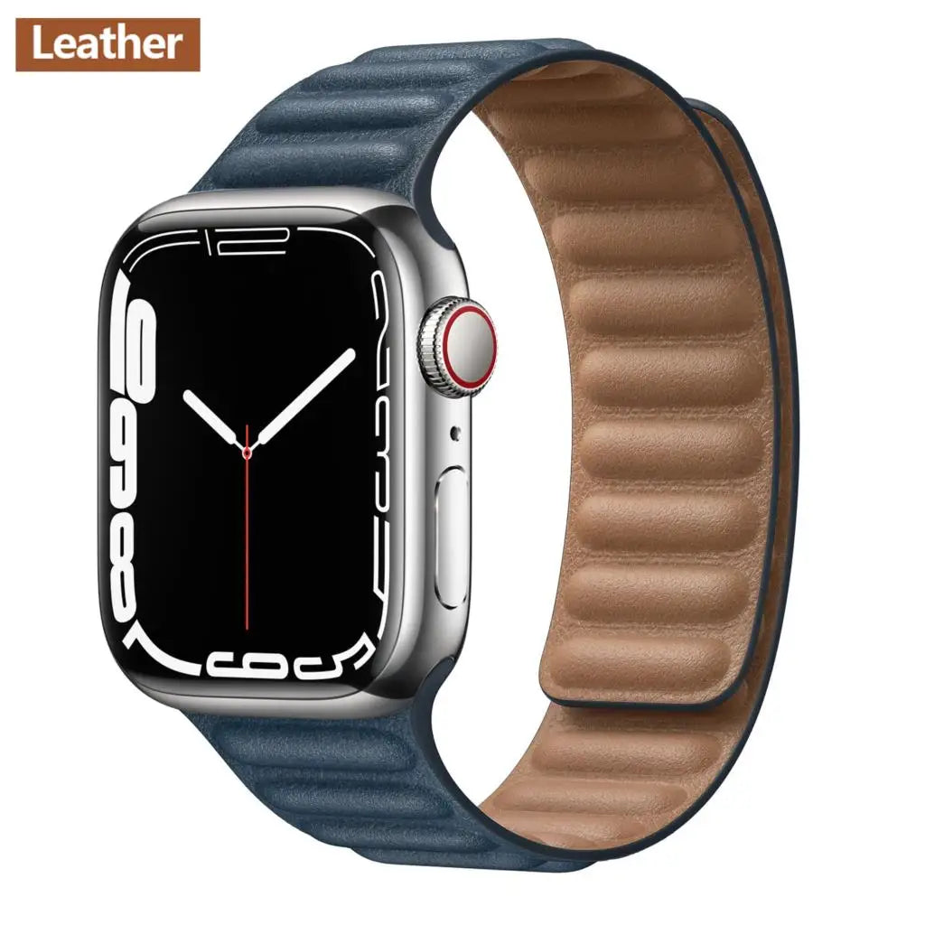 Leather Watch Band with Magnetic Closure 38-49mm Adjustable Smartwatch Accessory Wristband Stylish | Sansoti