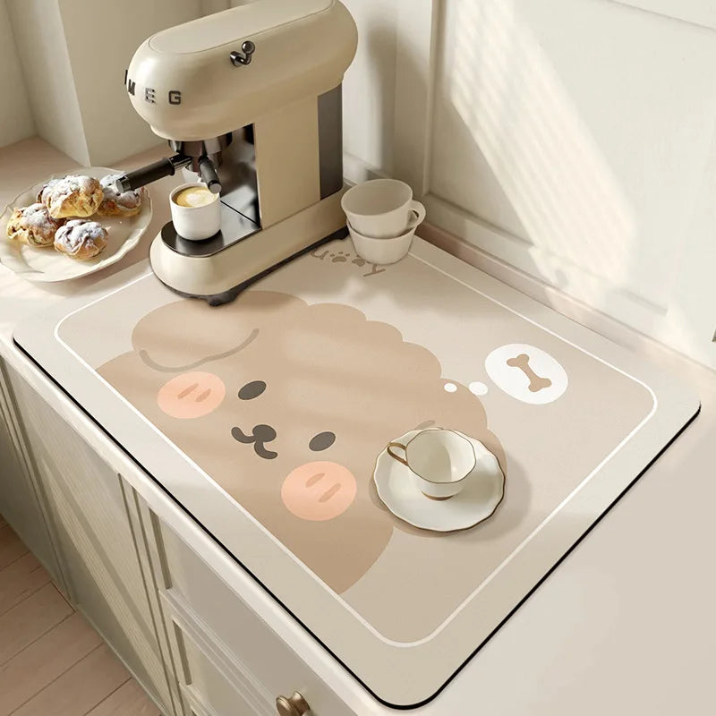 Tapis de Cuisine Absorbant Antidérapant Microfibre 50x60cm Lavable Tapis de Séchage | Sansoti