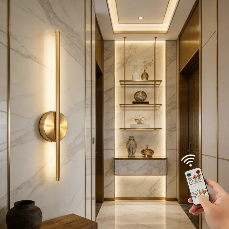 Wireless Magnetic Wall Light Black Gold 50cm Rechargeable LED Light Living Room Bedroom Hallway Lighting | Sansoti