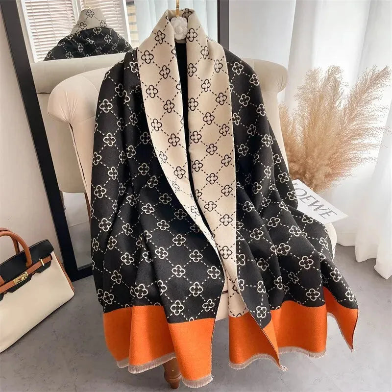Kasjmieren Bloemensjaal 180x65cm Winteraccessoire Zachte Omkeerbare Omslagdoek Dames Mode-accessoire | Sansoti