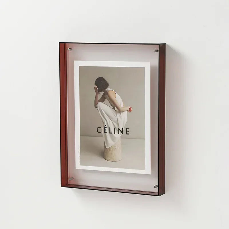 Transparent Acrylic Freestanding Photo Frame Small 11x14 15x19 Double-Sided Desk Photo Frame Modern Design | Sansoti