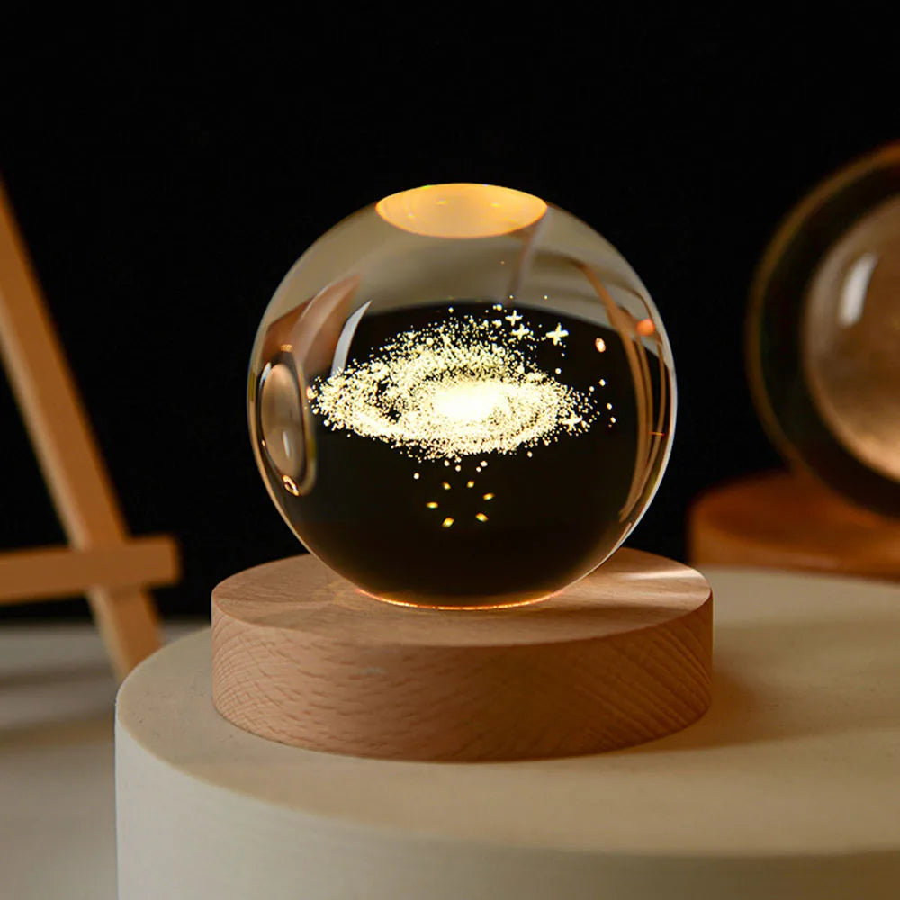 Lampka nocna 3D w kształcie galaktycznej kuli z zasilaniem USB – niebiańska atmosfera w pokoju dziecięcym i sypialni | Sansoti