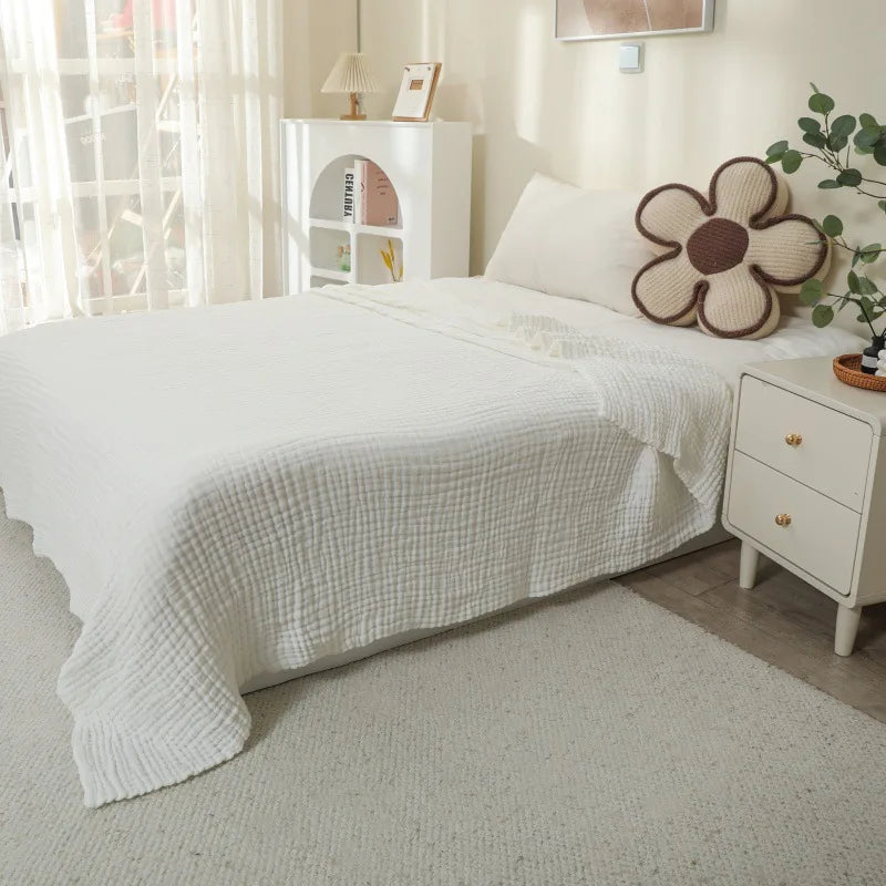 Plaid en mousseline 6 épaisseurs 100 % coton Doux Respirant Léger pour chambre à coucher canapé sofa voyage | Sansoti