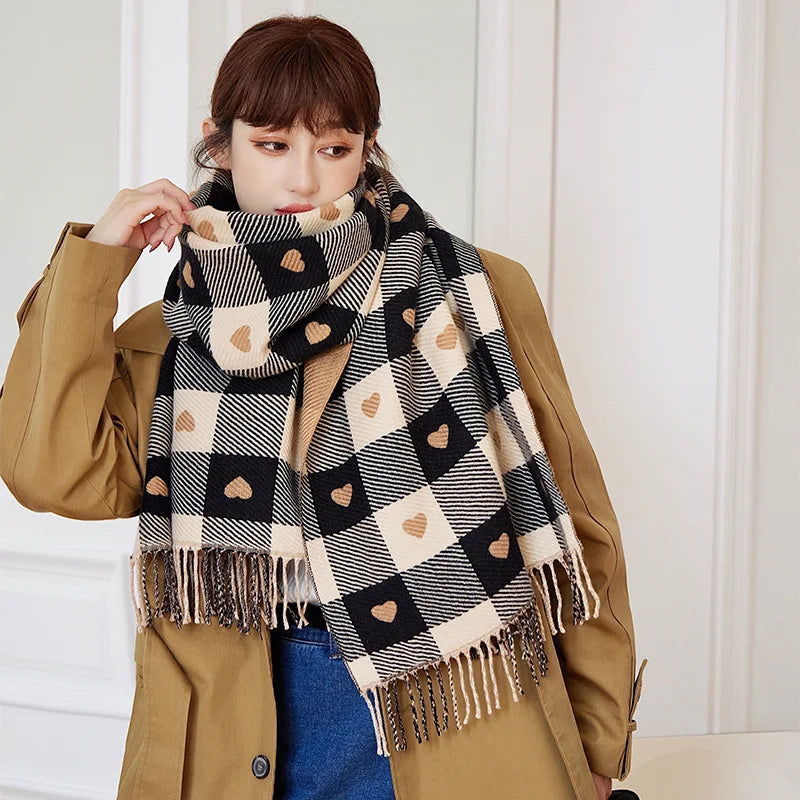 Gebreide Dekensjaal voor Dames Warm Polyester Ruit Omslagdoek Oversized Winter Accessoire Sjaal Wikkel | Sansoti