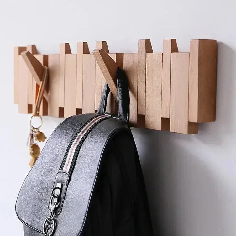 Magnetische Wandkapstok met Inklapbare Haken | 4-10 Haken | Hout | Sansoti