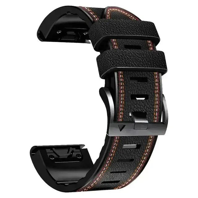 Leather-Silicone Mix Smartwatch Band 22mm 26mm Waterproof QuickFit Watch Band Sport Everyday Use Wristband | Sansoti