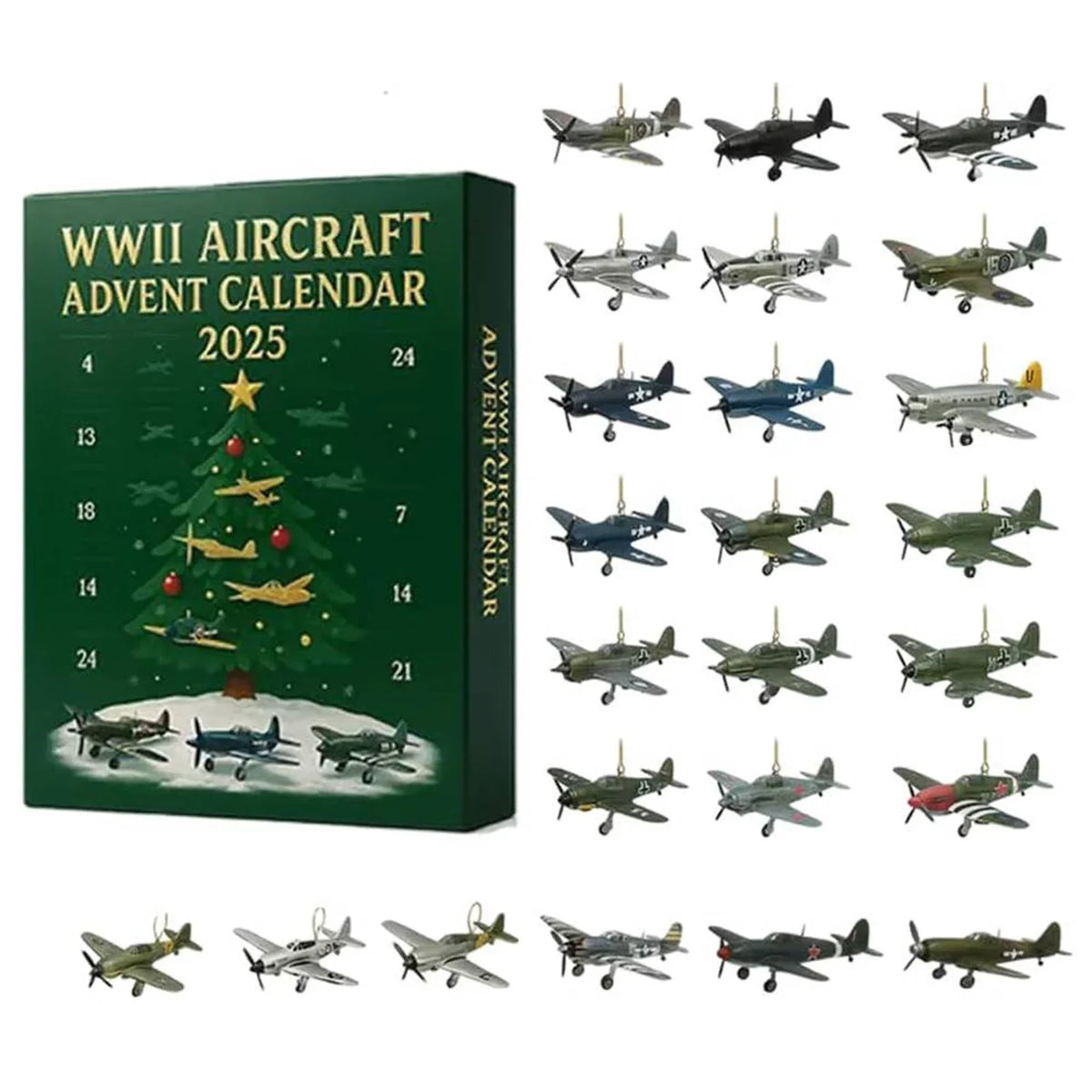 Historical Aircraft Advent Calendar 24 Miniature Models WWII Planes Christmas Calendar for Children | Sansoti