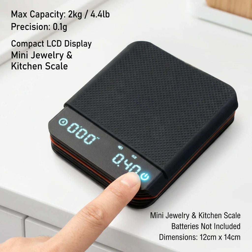Kaffewaage Digital 2000g Wiederaufladbar USB-C Timer Espresso Präzision 0,1g LED Kompakt Tragbar Barista Küchenwaage | Sansoti