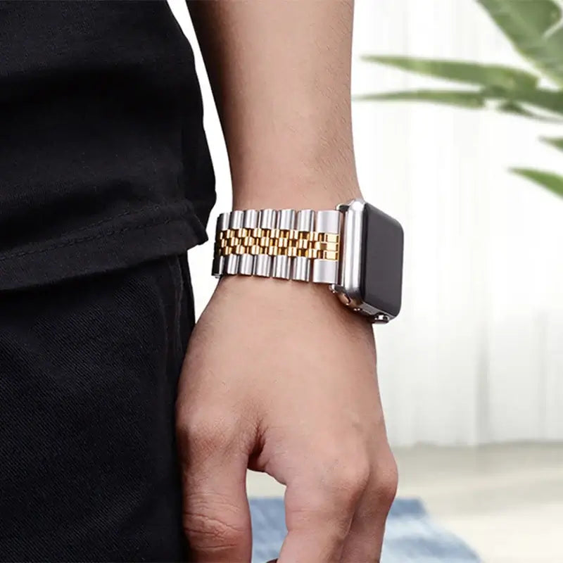Verstelbaar smartwatch-bandje van roestvrij staal, metalen polsband, universeel, elegant ontwerp | Sansoti