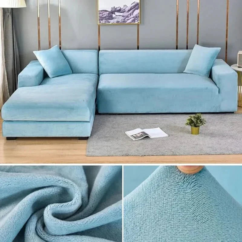 Housse de canapé en velours extensible élastique, protège-canapé antidérapante lavable pour canapé 1, 2 ou 3 places | Sansoti