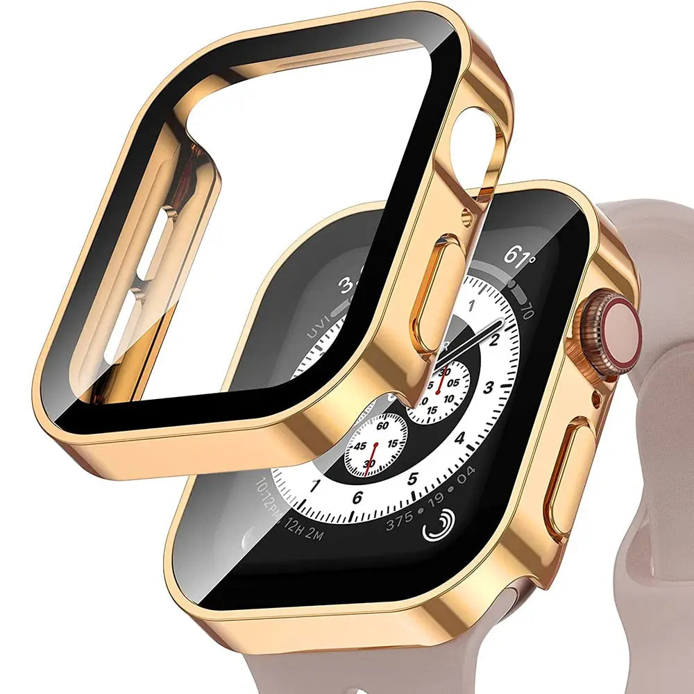 Beschermhoes met Gehard Glas voor Smartwatch 40mm 41mm 44mm 45mm Zwart Zilver Transparant Horloge Case | Sansoti