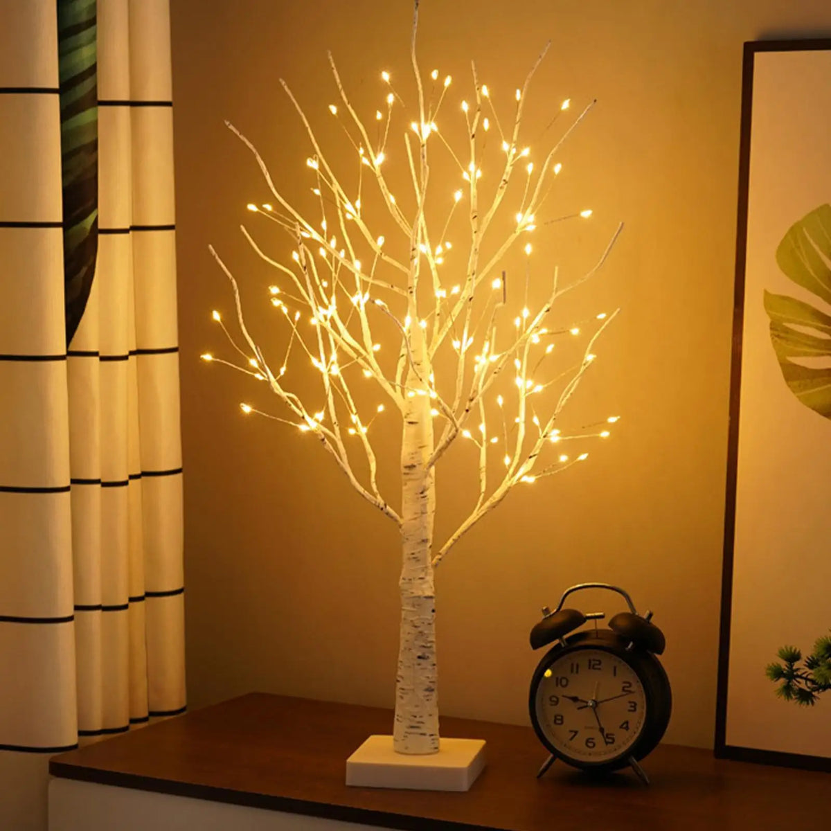 Decorative Birch Wood Light Tree with LED Lighting 60 cm Warm Ambient Light Natural Tree Decoration for Living Room Bedroom | Sansoti