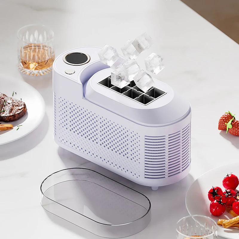 Ice Maker Compact Automatic ABS Aluminum 120W Portable Home Office Camping Ice Cube Maker Mini Desktop Fast Ice Cube Machine | Sansoti