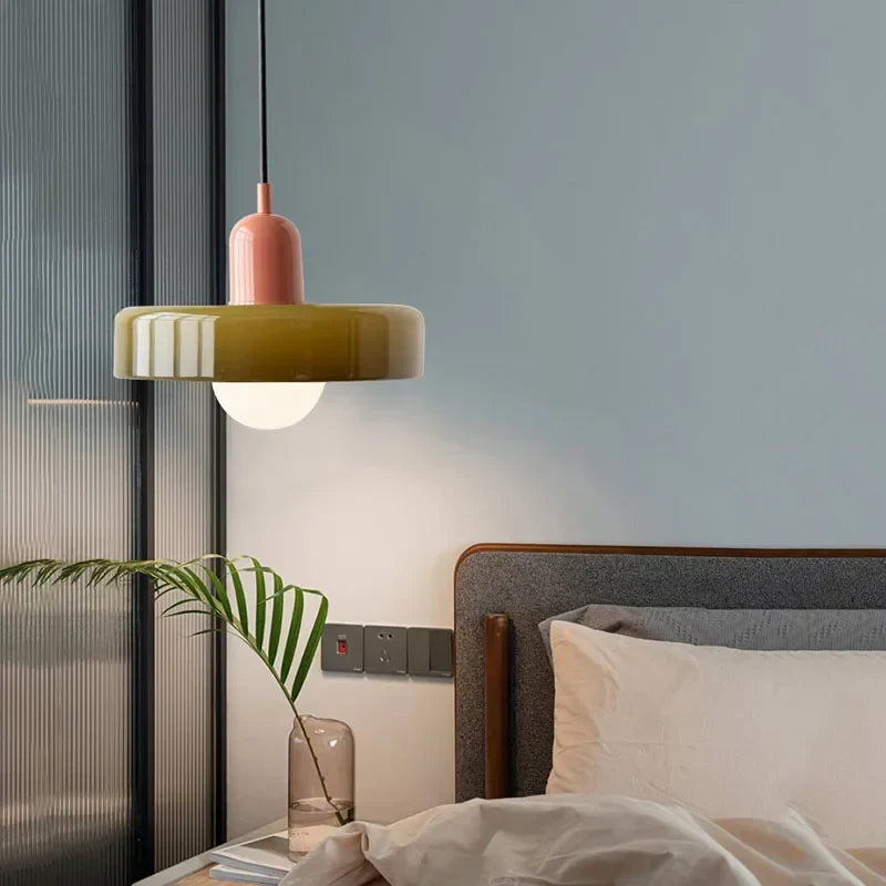 Suspension en verre avec boule colorée pour salle à manger et chambre, éclairage design moderne, plafonnier d’ambiance, intérieur | Sansoti