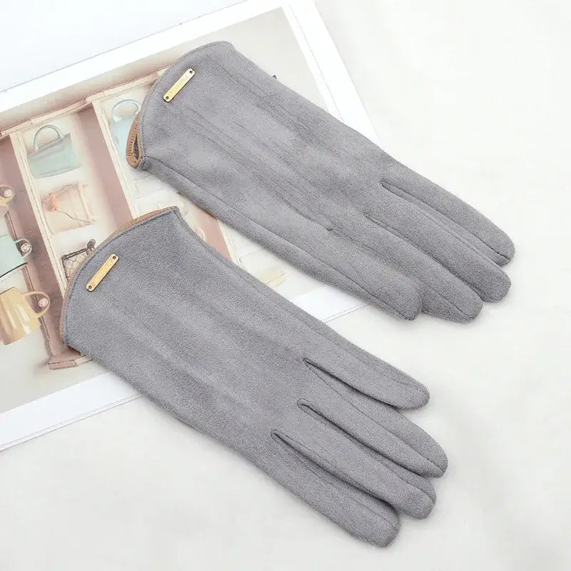 Suède Winterhandschoenen Touchscreen Dames Heren Warm Winddicht Rijhandschoenen Beige Zwart Roze Grijs Winter | Sansoti