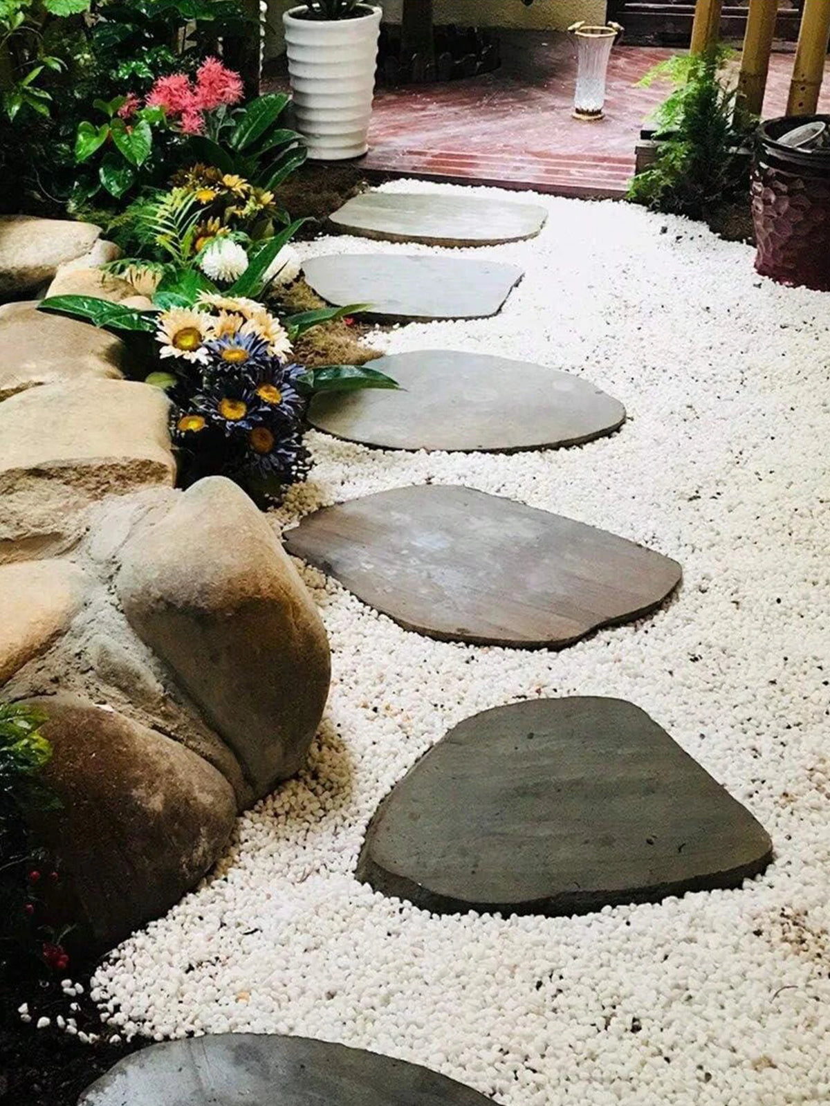 Decorative White Garden Pebbles 100-800g Natural Stone Vase Filler Aquarium Plants Bonsai Gravel Decoration | Sansoti