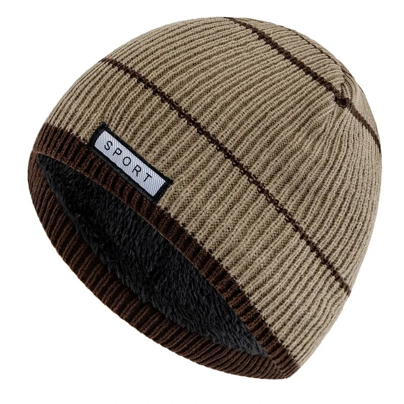 Knitted Unisex Winter Hat with Soft Lining, Striped Pattern, Warm and Comfortable for Women and Men, Outdoor | Sansoti