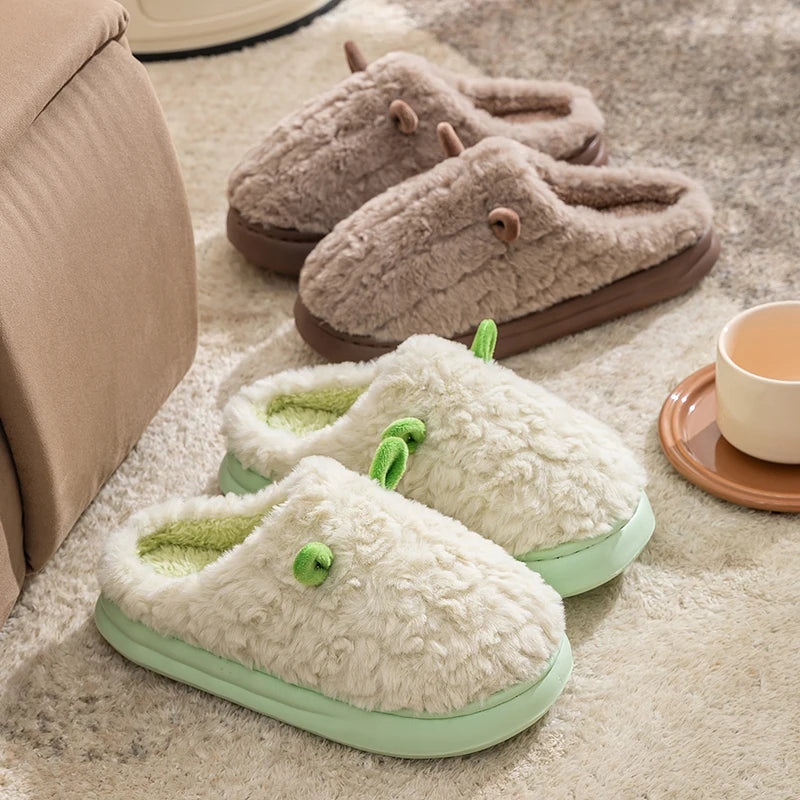 Pluche Winterpantoffels Gesloten Model Dik Gestoffeerd Antislip Warm Comfortabel Binnen Dames Heren Unisex | Sansoti