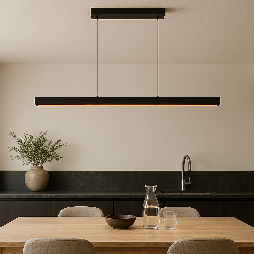 Scandibeam pendant lamp LED 3000K black dining table linear lighting modern minimalist | Sansoti