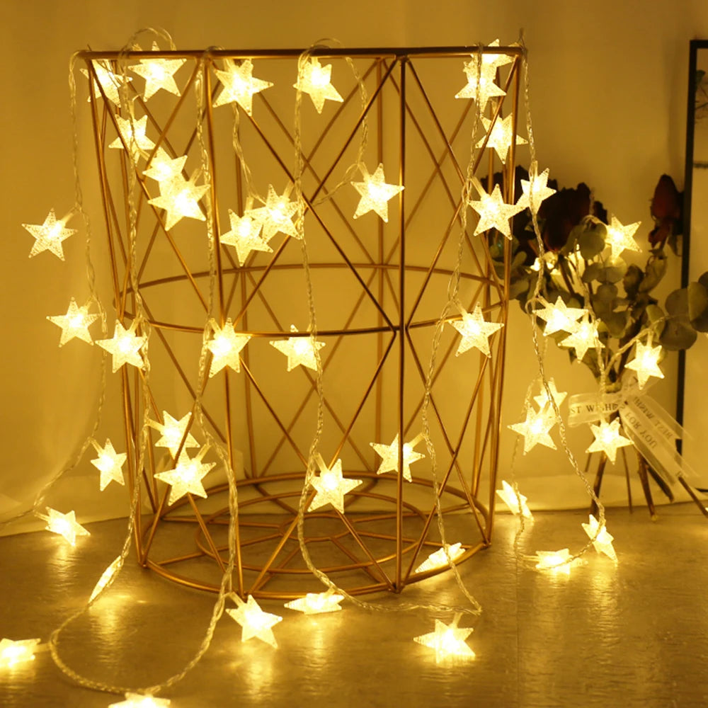 LED Star Fairy Lights Outdoor Chain Lights Garland Bulb Lichtslingers Party Home Wedding Terrace Garden Kerstdecoratie