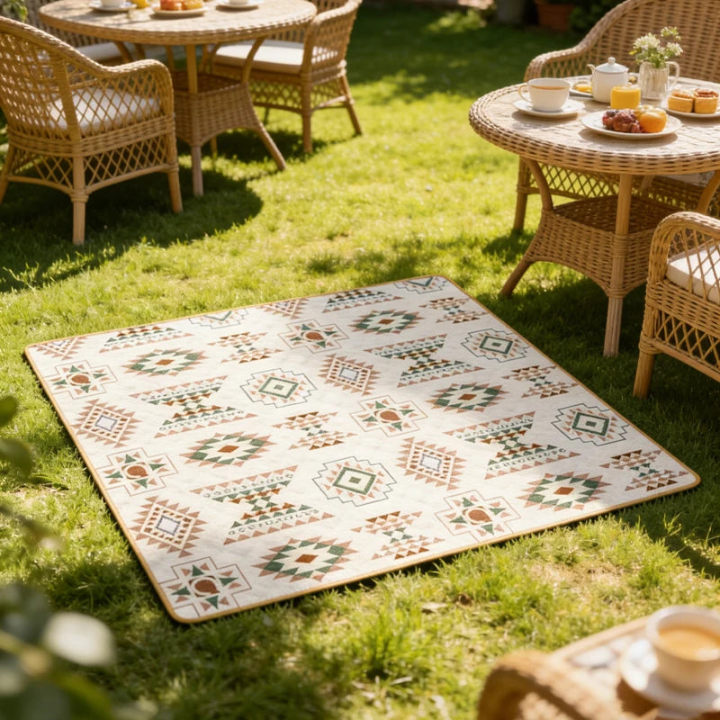 Außenteppich Picknickmatte Oxford 200x300 cm Boho-Muster Aufrollbar Campingmatte Grasmatte | Sansoti