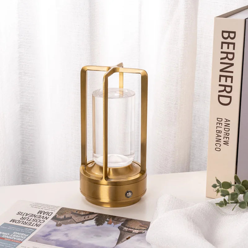 Portable Crystal Table Lamp on Batteries Dimmable LED Gold Silver Black Ambient Lamp Wireless | Sansoti