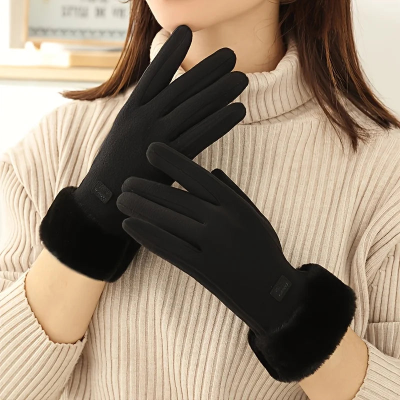 Gevoerde Dameshandschoenen Touchscreen Winddicht Warm Thermisch Gebreid Winter Wollen Handschoenen Ski | Sansoti