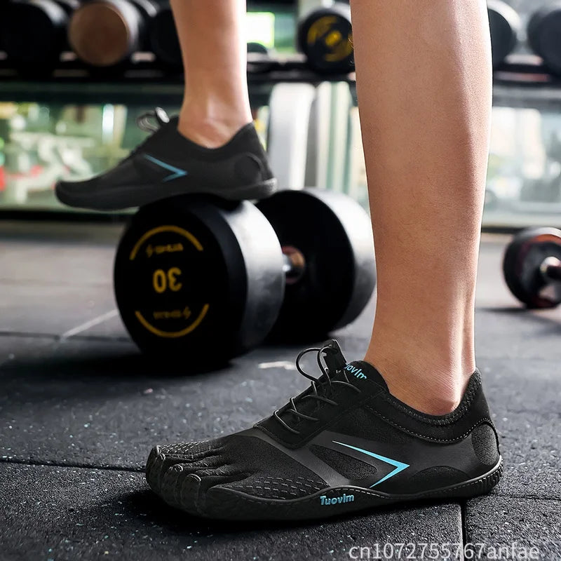 Unisex-Multisport-Barfußschuhe aus Mesh in Schwarz, Grau und Blau für Gymnastik, Wandern, Fitness und Wasseraktivitäten | Sansoti